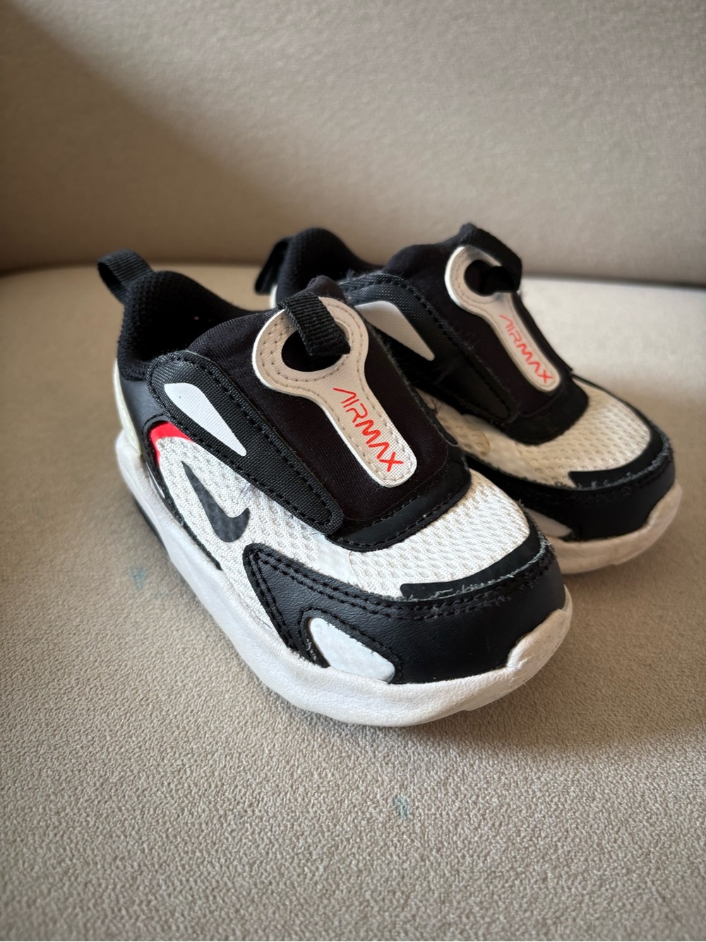Nike Air Max Kids Slip-On Athletic Shoes - Black/White/Red